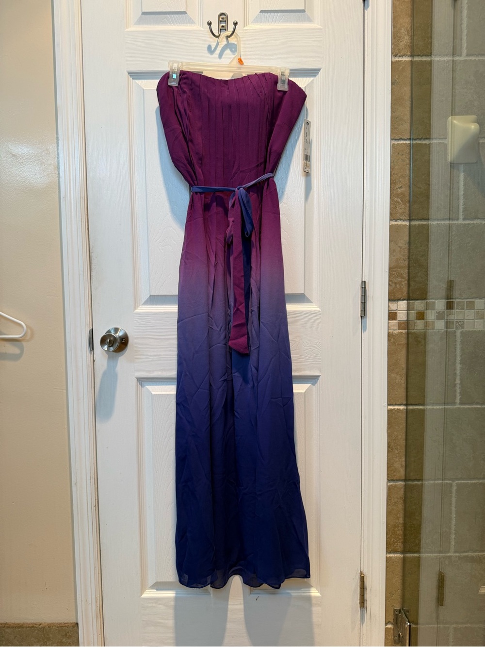 Nicole Miller Purple Ombre Strapless Maxi Dress